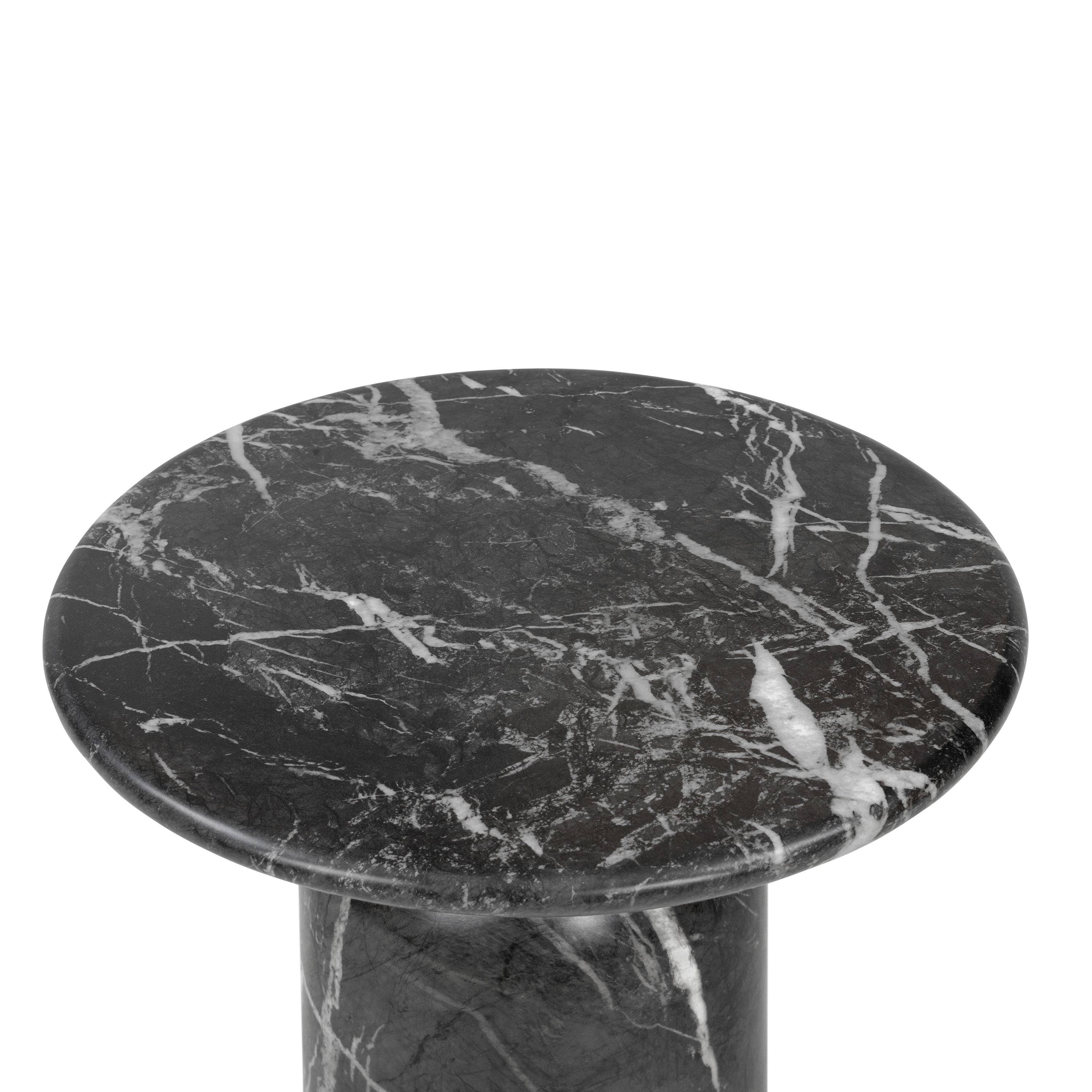 Modern Black Marble Marble End Table with Weather-Resistant Build