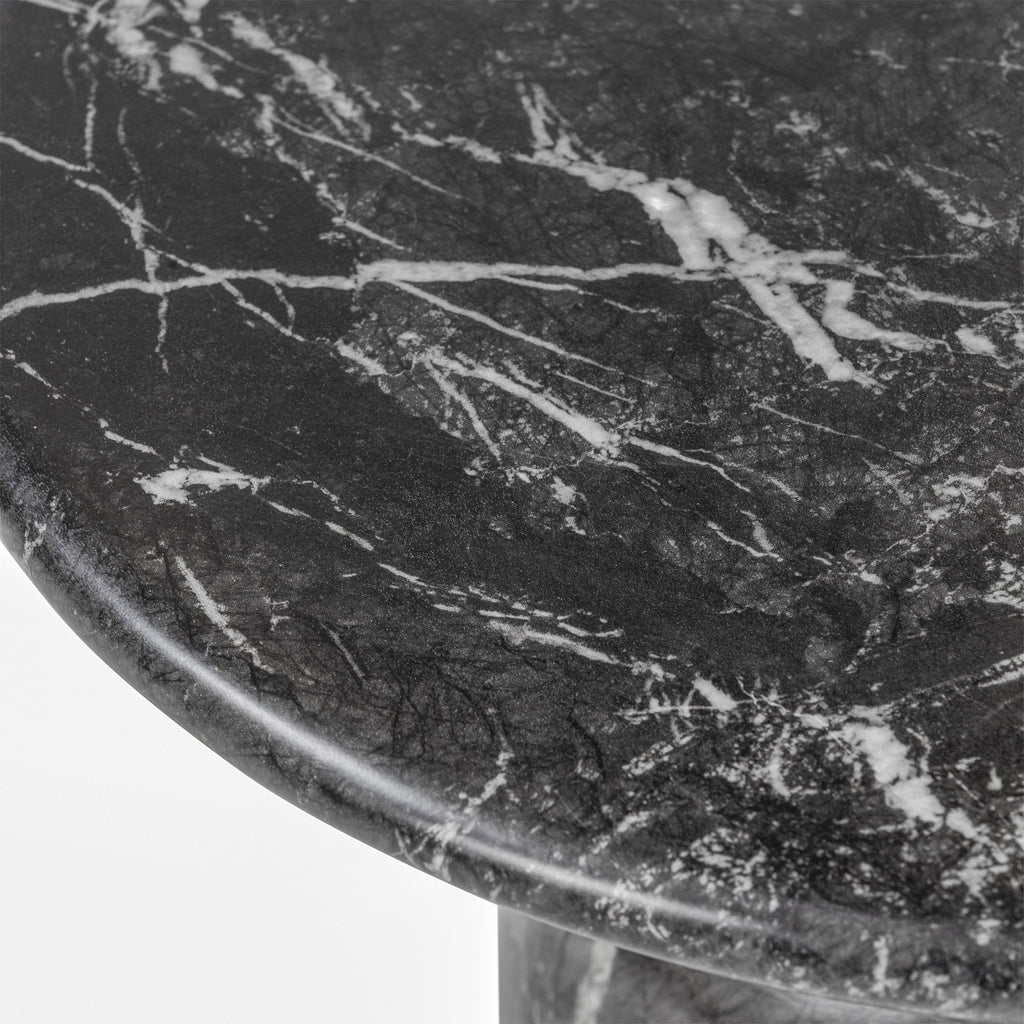 Modern Black Marble Marble End Table with Weather-Resistant Build