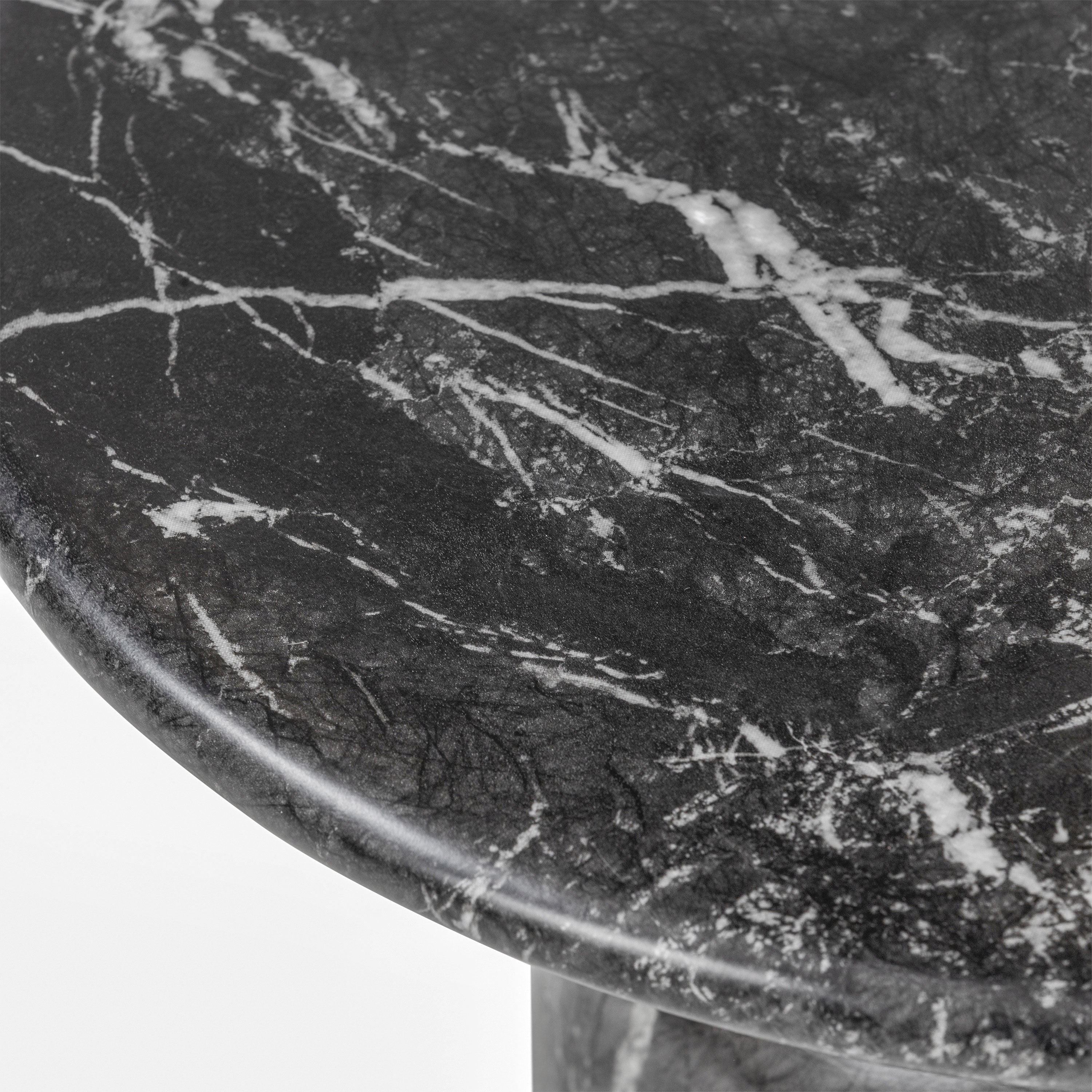 Modern Black Marble Marble End Table with Weather-Resistant Build