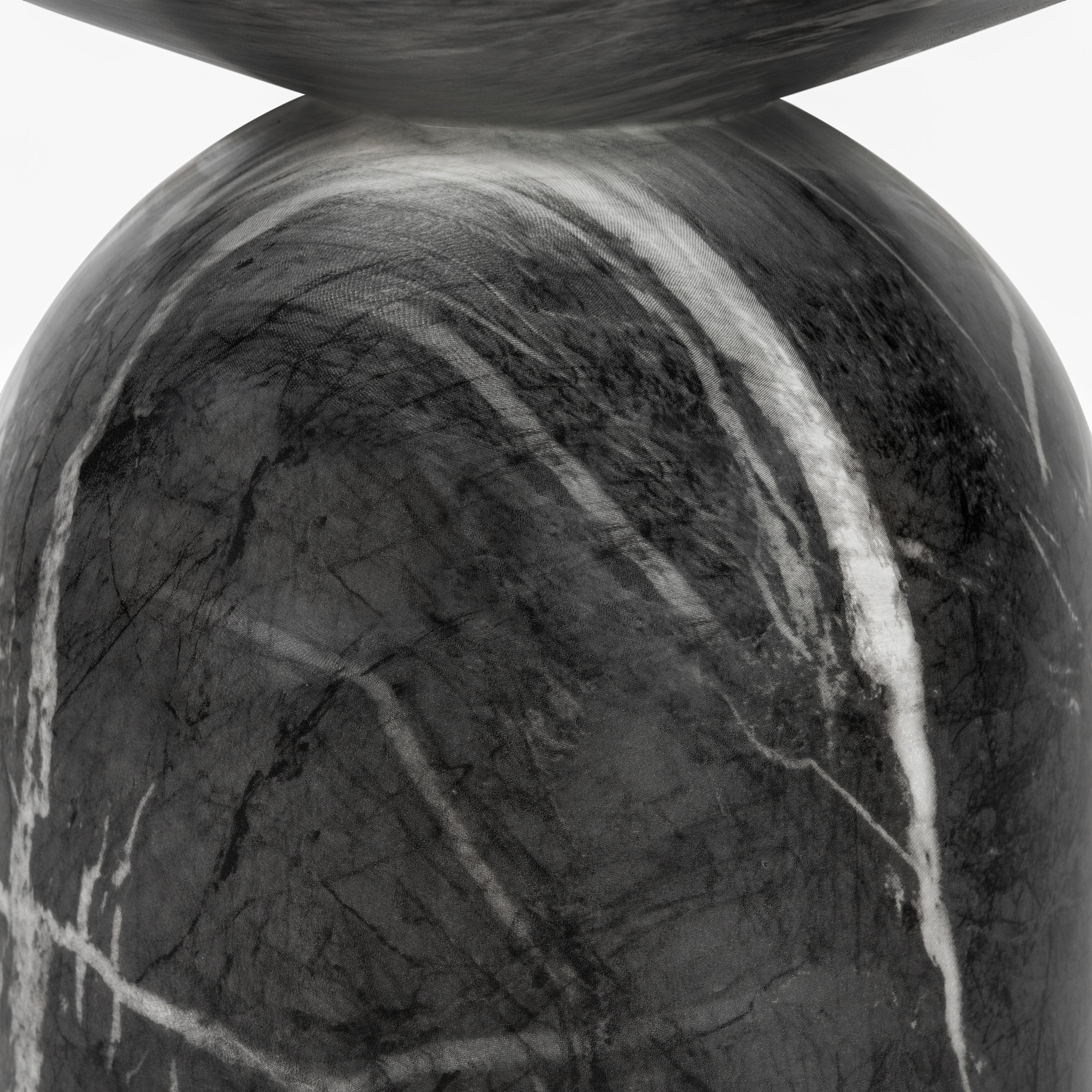 Modern Black Marble Marble End Table with Weather-Resistant Build