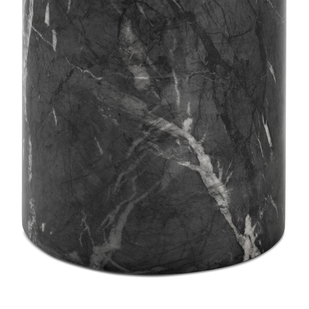 Modern Black Marble Marble End Table with Weather-Resistant Build