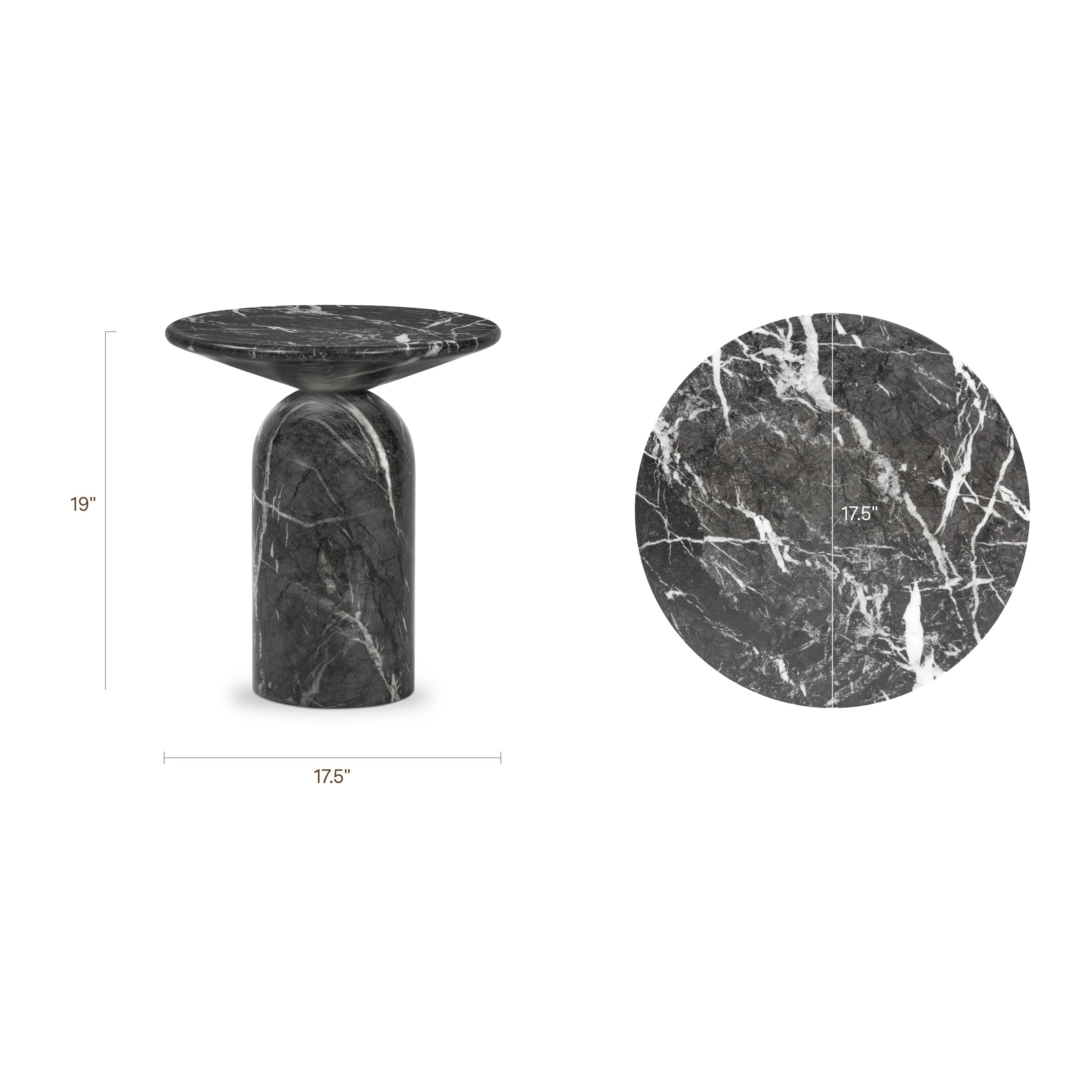 Modern Black Marble Marble End Table with Weather-Resistant Build