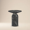 Modern Black Marble Marble End Table with Weather-Resistant Build