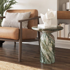 Table d'appoint moderne en marbre vert avec conception résistante aux intempéries