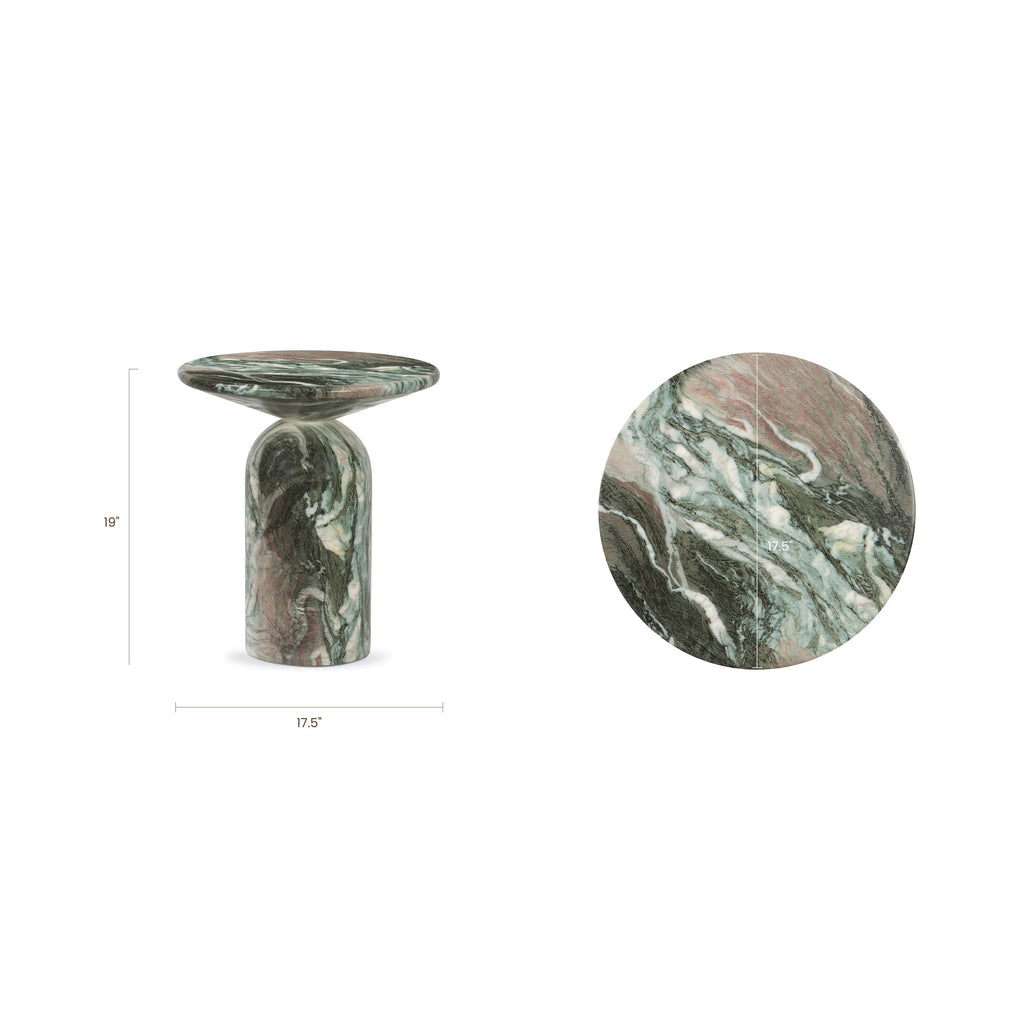 Modern Green Marble Marble End Table with Weather-Resistant Build
