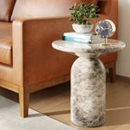 Table d'appoint moderne en marbre gris avec fabrication résistante aux intempéries