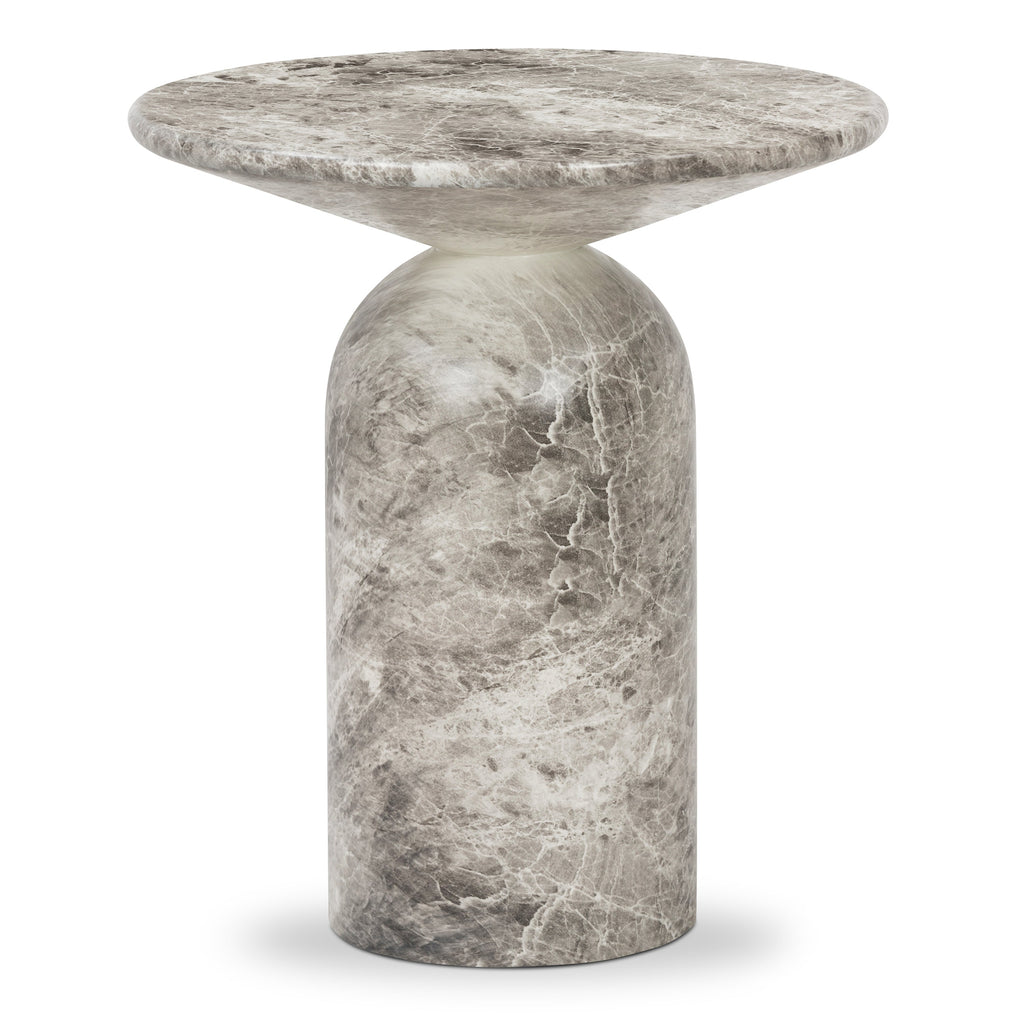 Modern Grey Marble Marble End Table with Weather-Resistant Build