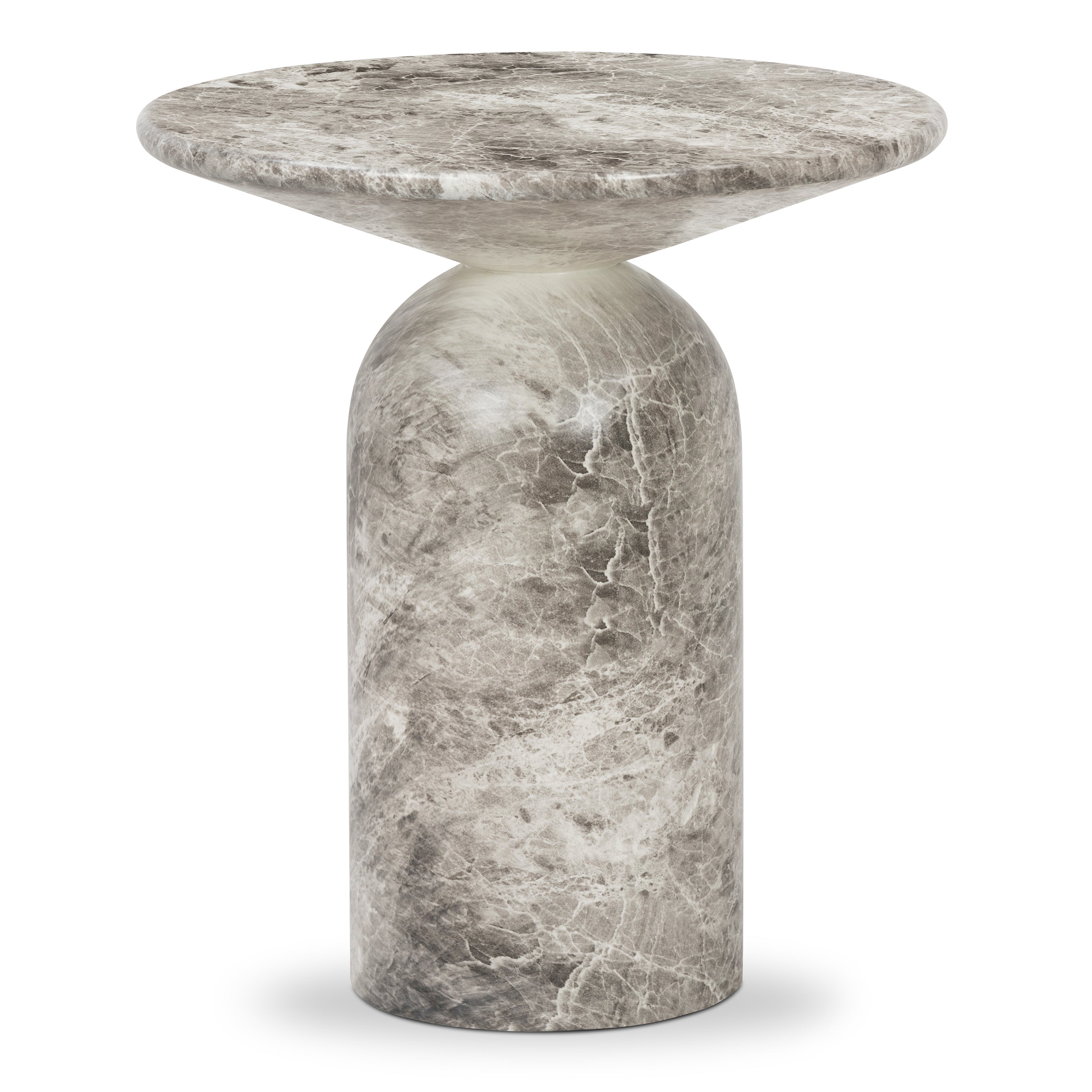 Modern Grey Marble Marble End Table with Weather-Resistant Build