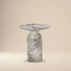 Table d'appoint moderne en marbre gris avec fabrication résistante aux intempéries