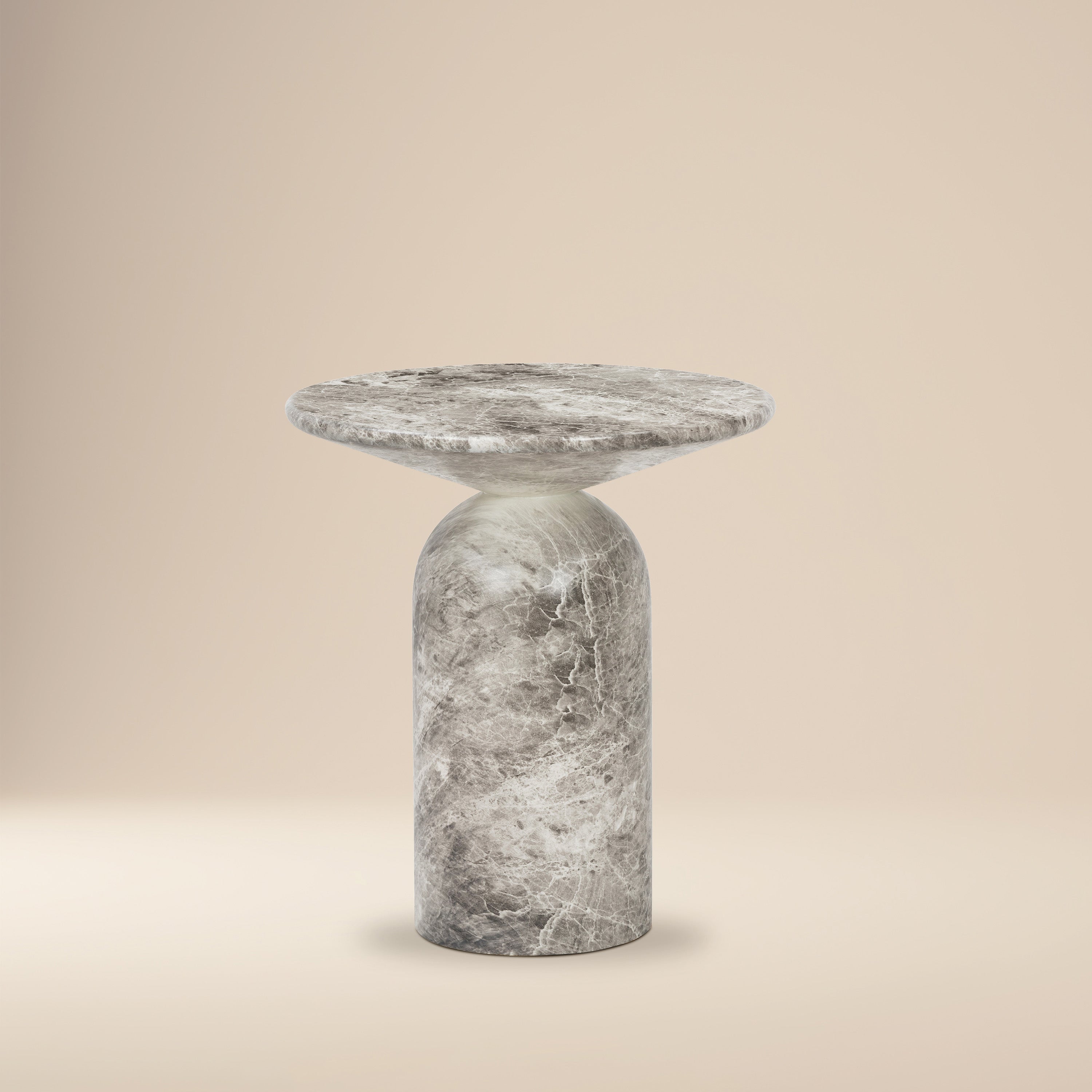 Modern Grey Marble Marble End Table with Weather-Resistant Build