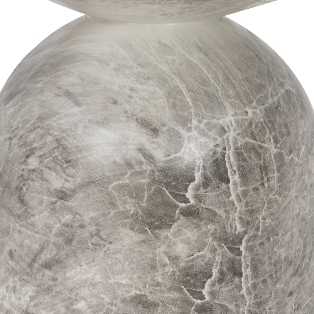 Modern Grey Marble Marble End Table with Weather-Resistant Build