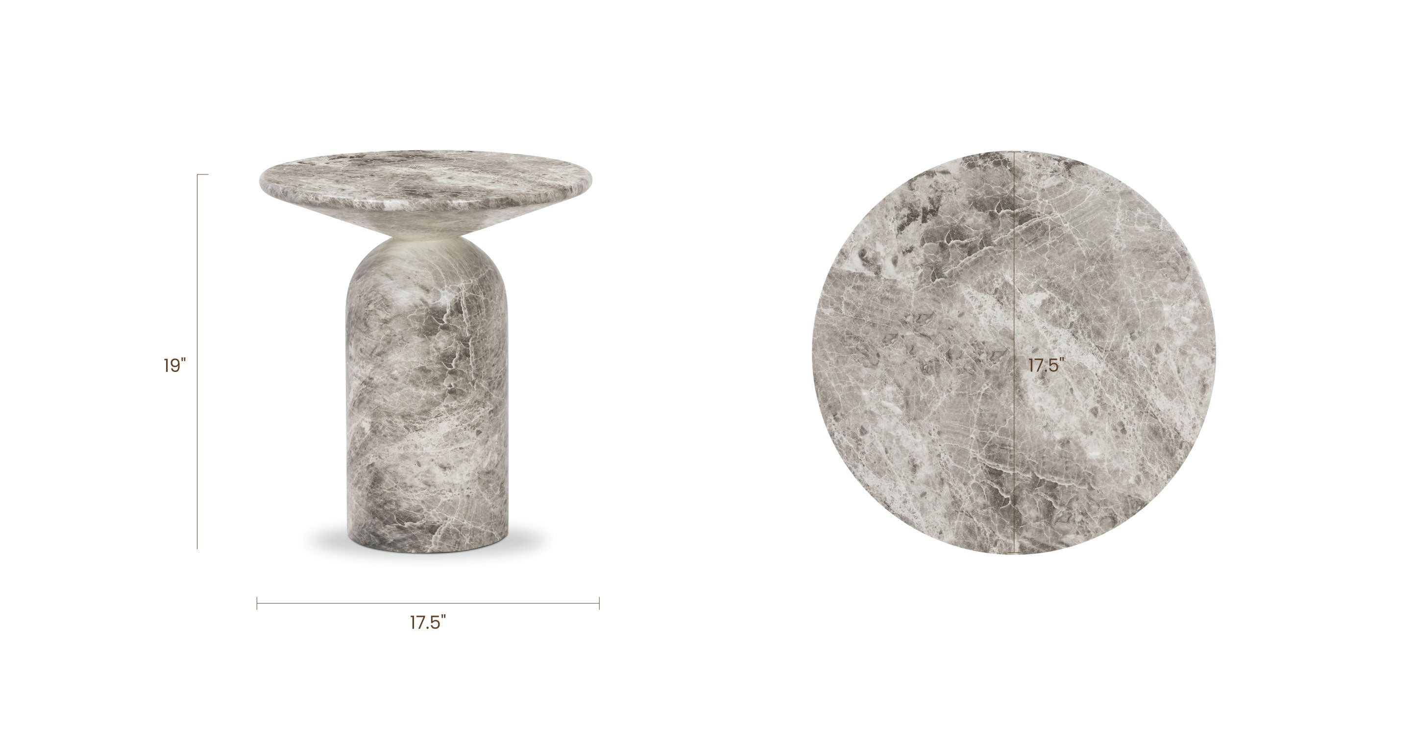 Modern Grey Marble Marble End Table with Weather-Resistant Build