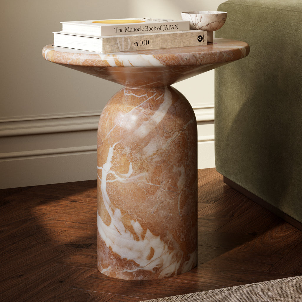 Modern Jasper Red End Table with Weather-Resistant Build