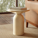 Table d'appoint moderne en grès blanc avec fabrication résistante aux intempéries