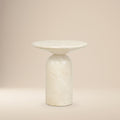 Modern Sandstone White End Table with Weather-Resistant Build