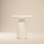 Table d'appoint moderne en grès blanc avec fabrication résistante aux intempéries