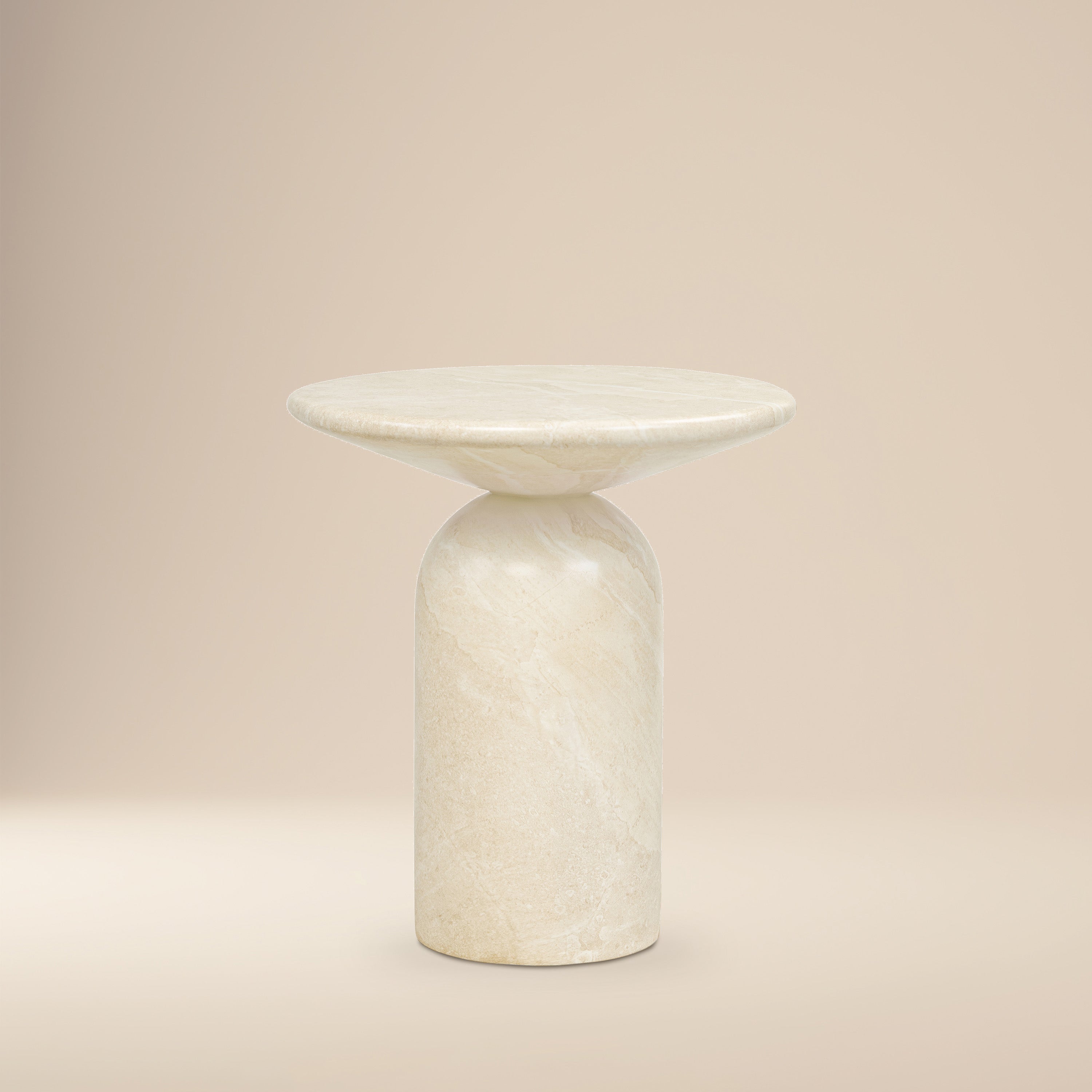 Modern Sandstone White End Table with Weather-Resistant Build