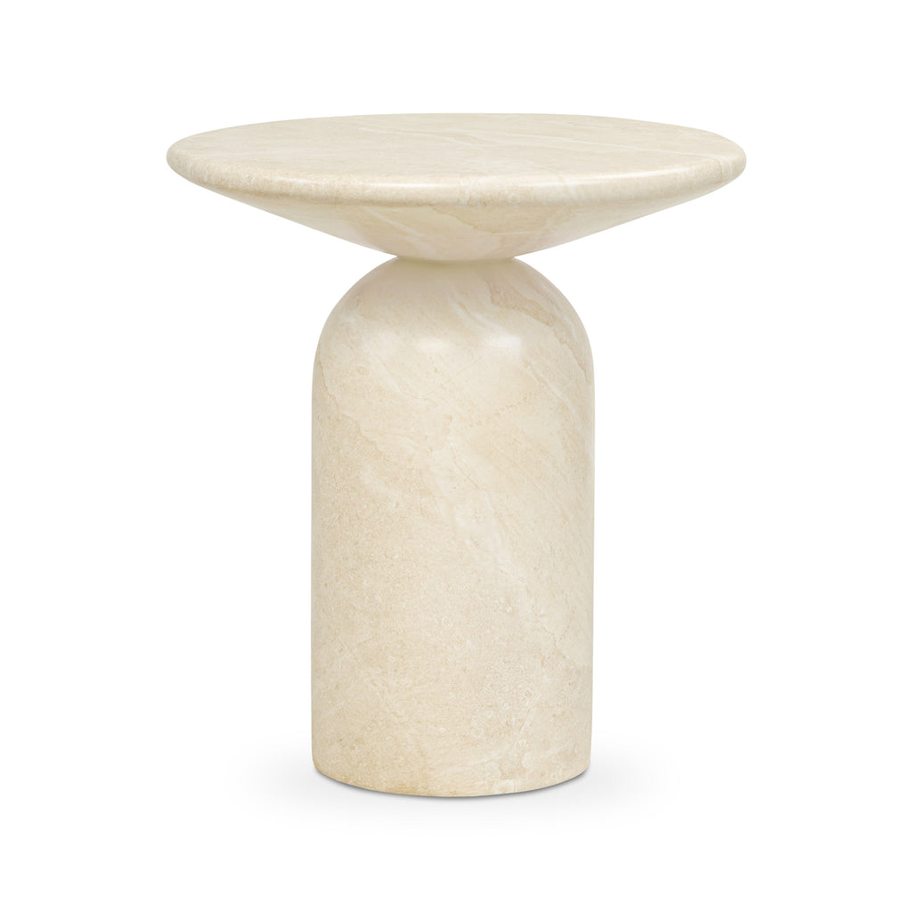 Modern Sandstone White End Table with Weather-Resistant Build