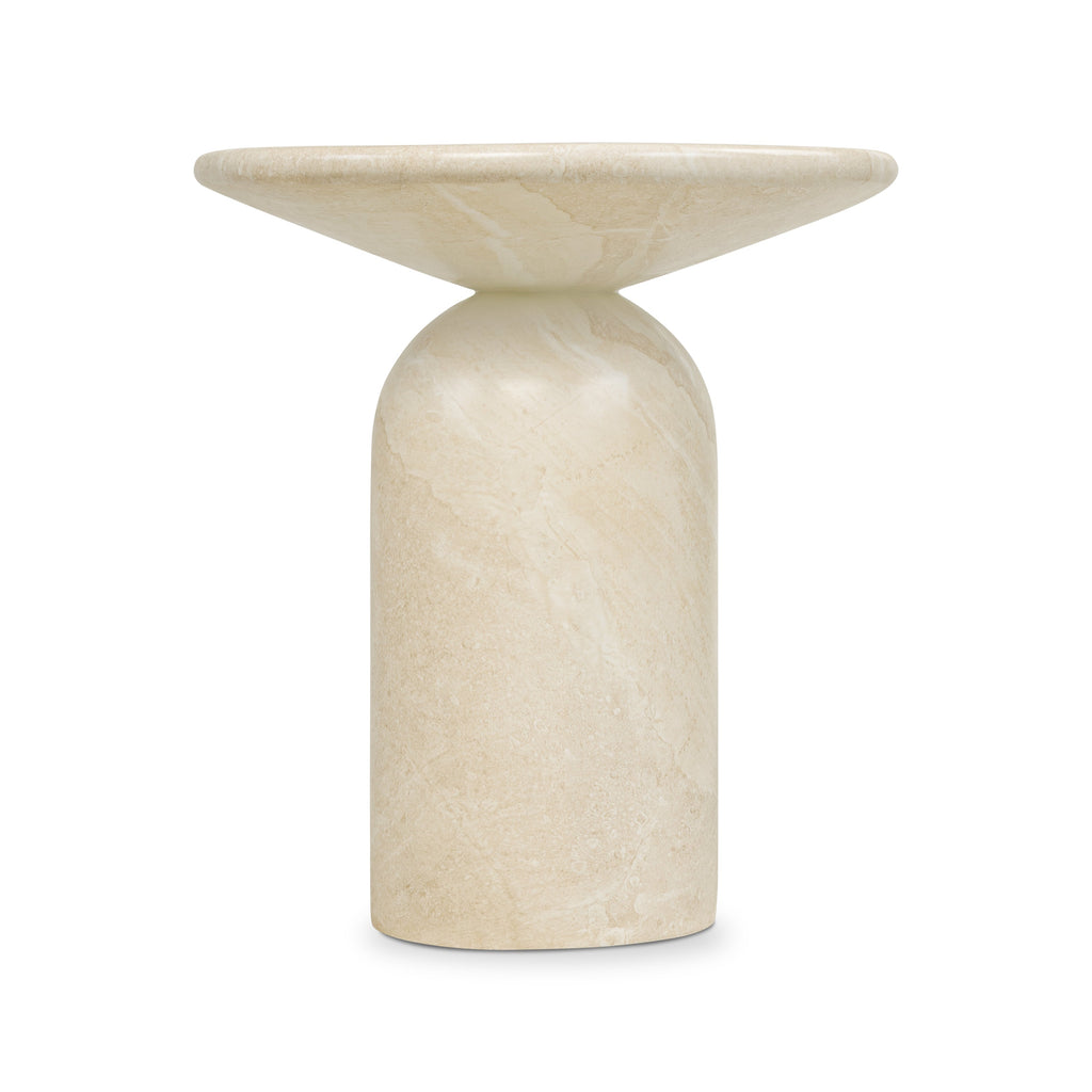 Modern Sandstone White End Table with Weather-Resistant Build