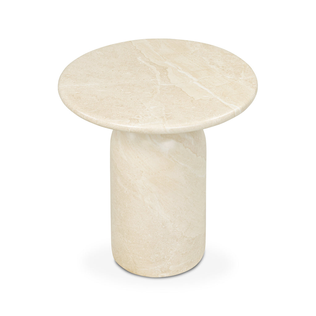 Modern Sandstone White End Table with Weather-Resistant Build