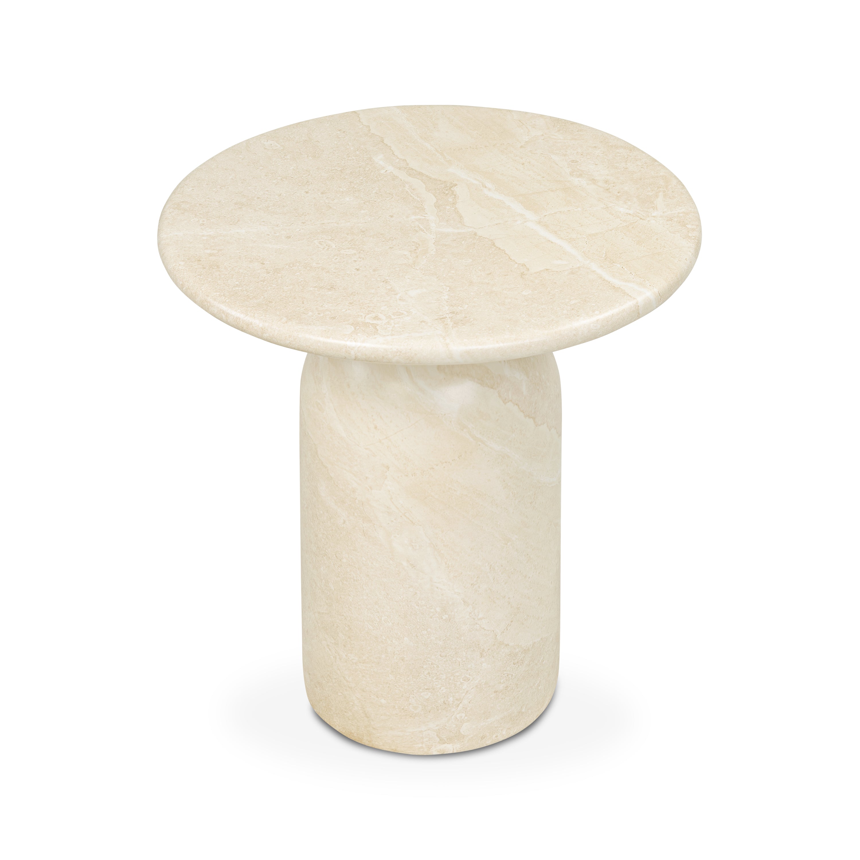 Modern Sandstone White End Table with Weather-Resistant Build