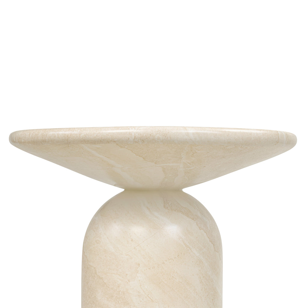 Modern Sandstone White End Table with Weather-Resistant Build