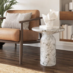 Table d'appoint moderne en marbre blanc avec fabrication résistante aux intempéries
