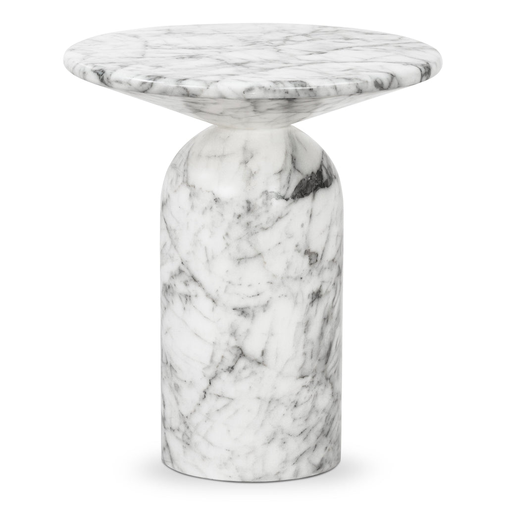 Modern White Marble Marble End Table with Weather-Resistant Build
