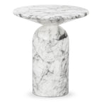 Table d'appoint moderne en marbre blanc avec fabrication résistante aux intempéries