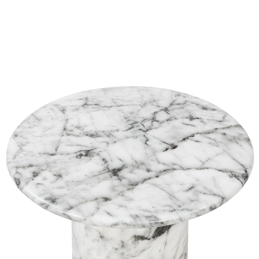 Modern White Marble Marble End Table with Weather-Resistant Build