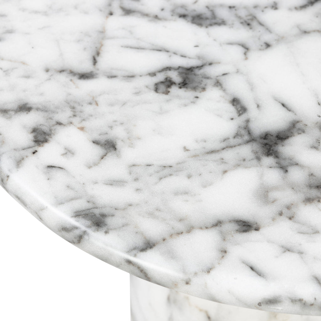 Modern White Marble Marble End Table with Weather-Resistant Build
