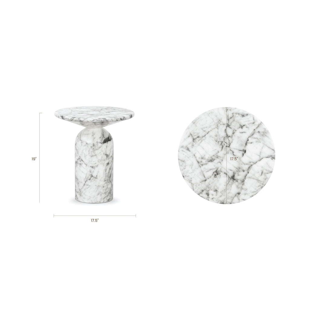 Modern White Marble Marble End Table with Weather-Resistant Build