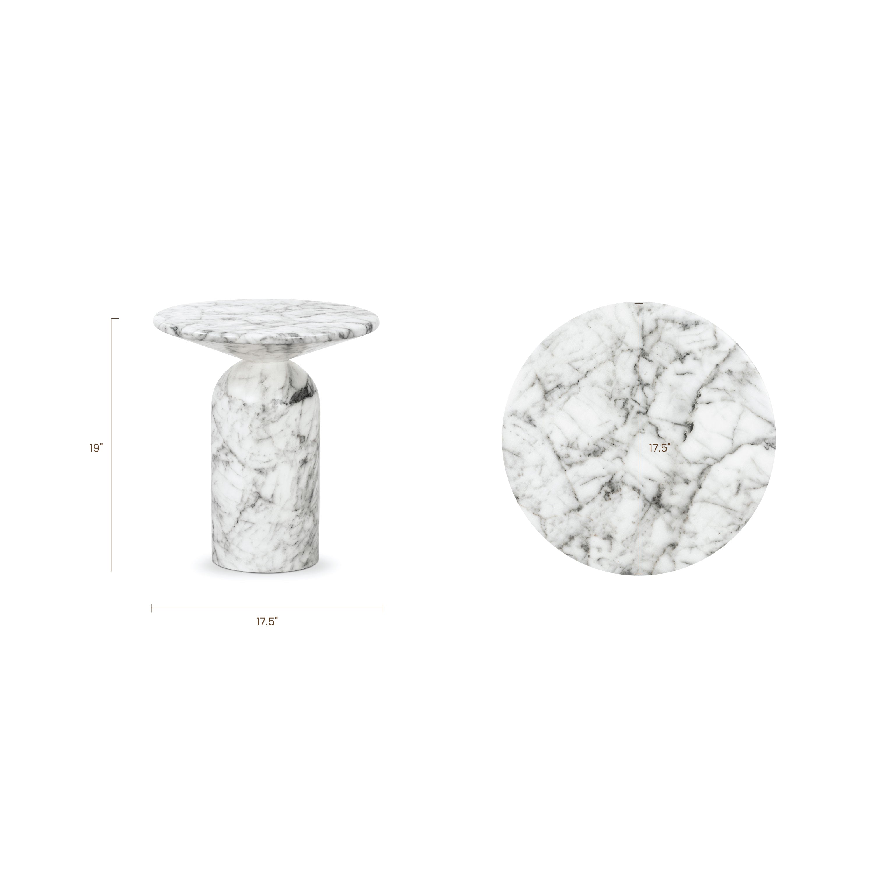 Modern White Marble Marble End Table with Weather-Resistant Build