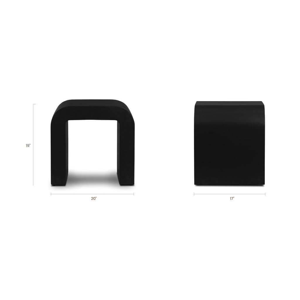 Modern Black Concrete Concrete Side Table with Weather-Resistant Build