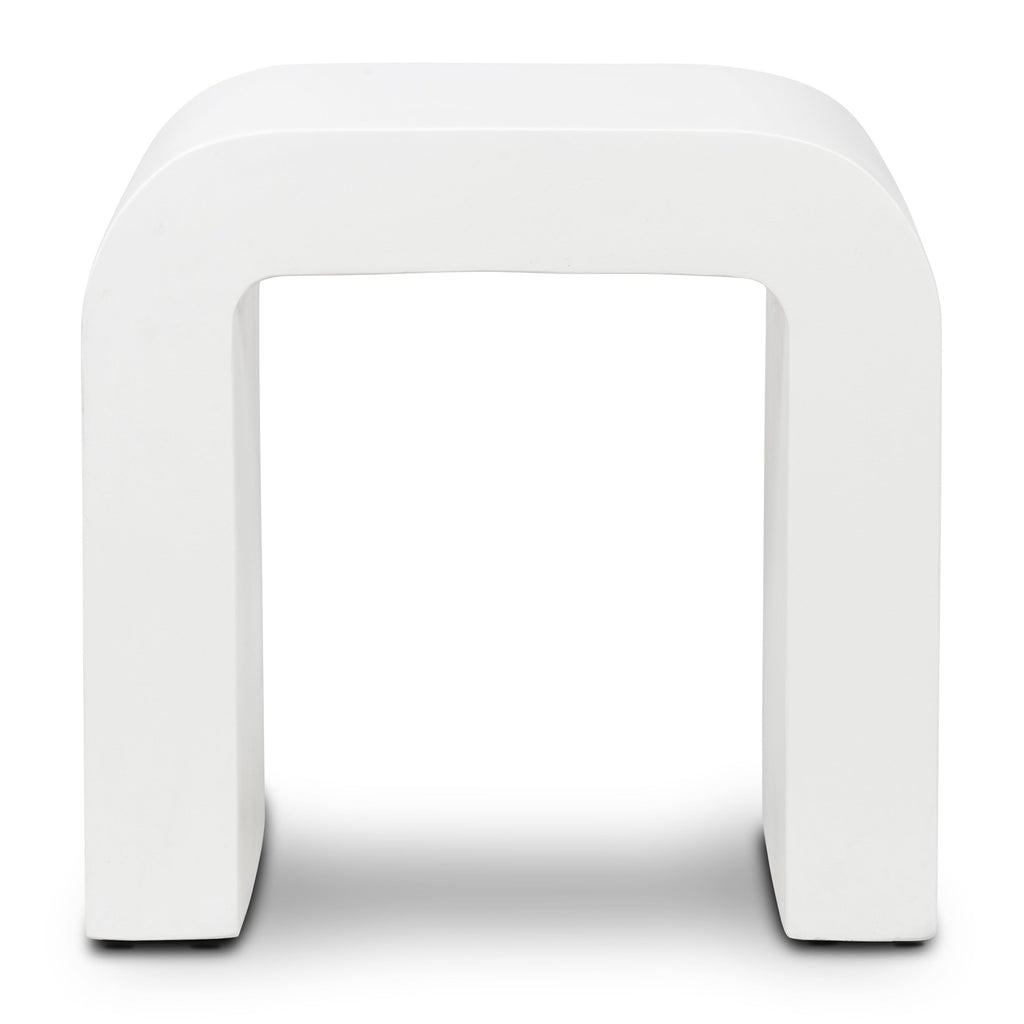Modern Ivory Concrete Concrete Side Table with Weather-Resistant Build