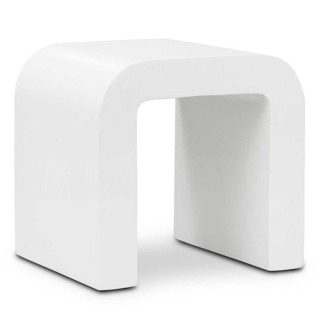 Modern Ivory Concrete Concrete Side Table with Weather-Resistant Build