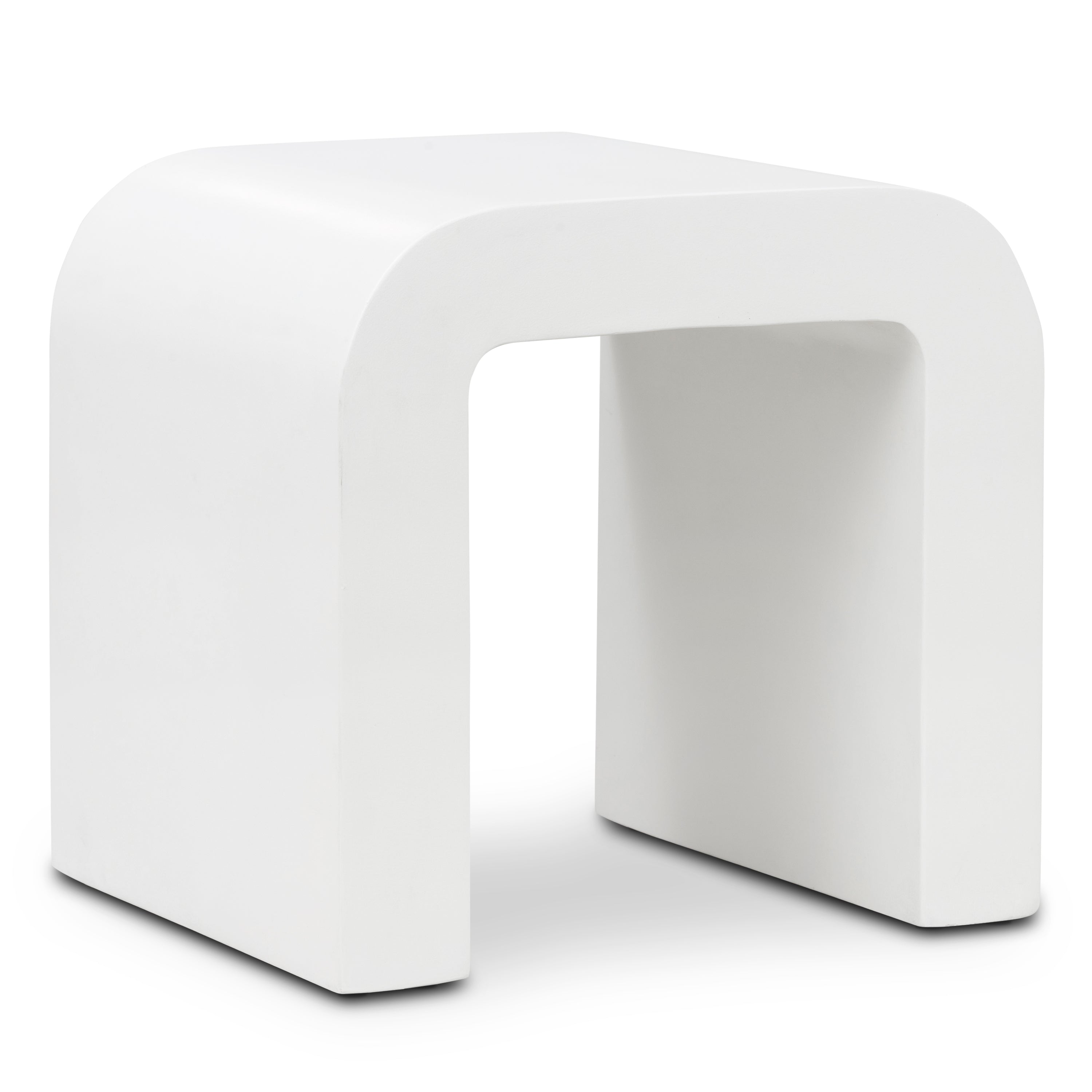 Modern Ivory Concrete Concrete Side Table with Weather-Resistant Build