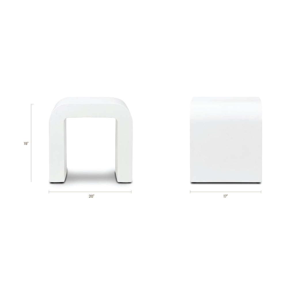 Modern Ivory Concrete Concrete Side Table with Weather-Resistant Build