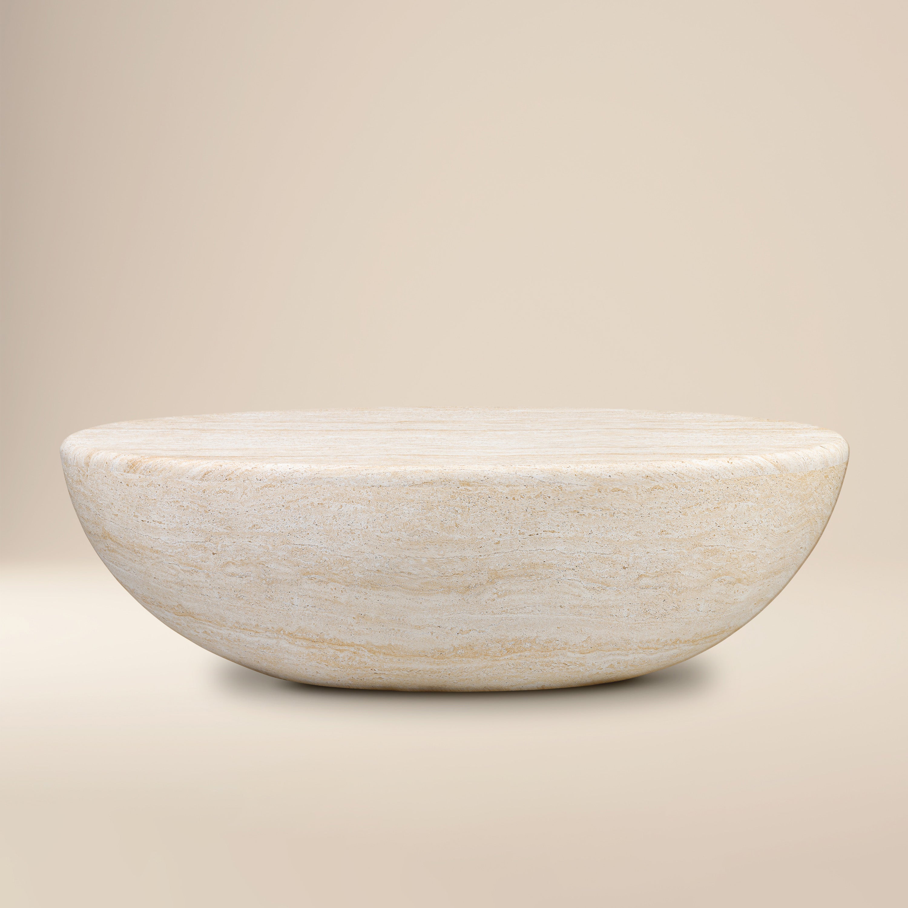 Modern Travertine Travertine Coffee Table with Weather-Resistant Build