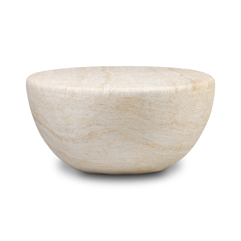 Modern Travertine Travertine Coffee Table with Weather-Resistant Build