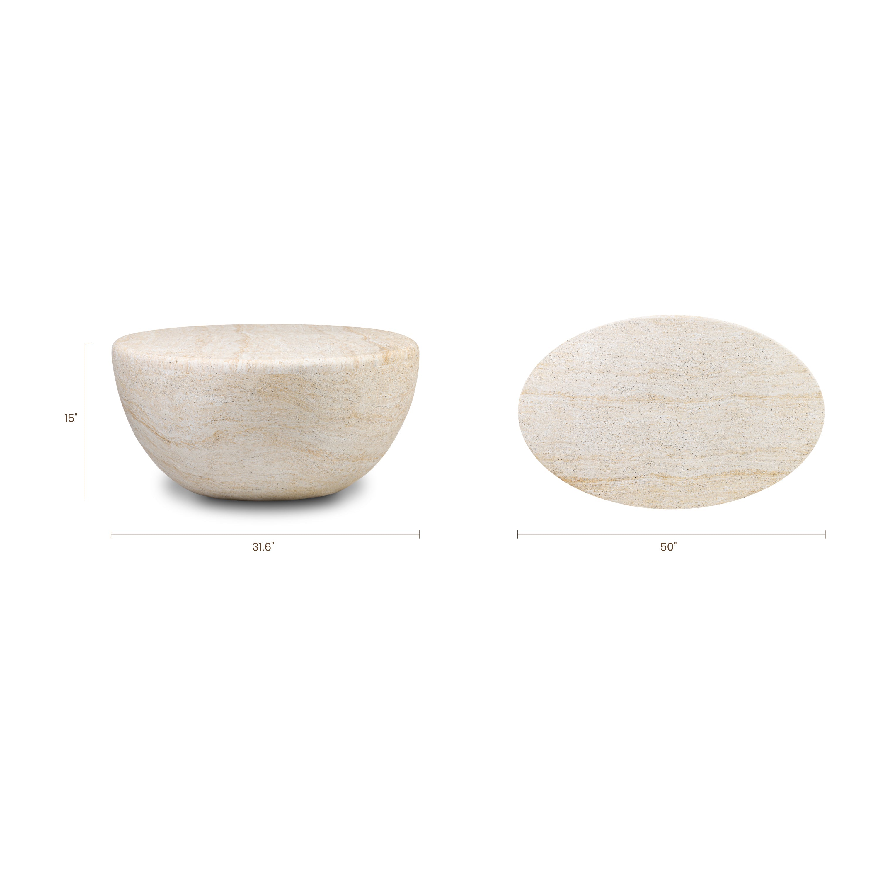 Modern Travertine Travertine Coffee Table with Weather-Resistant Build