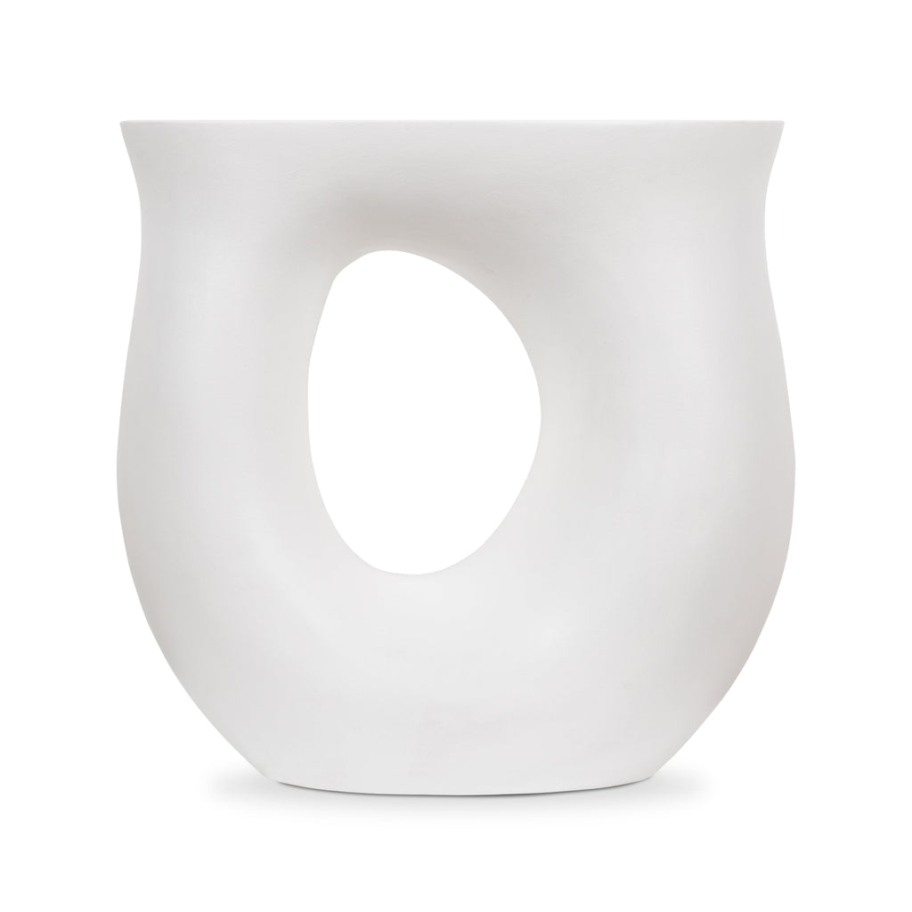 Contemporary White Side Table with Weather-Resistant Build