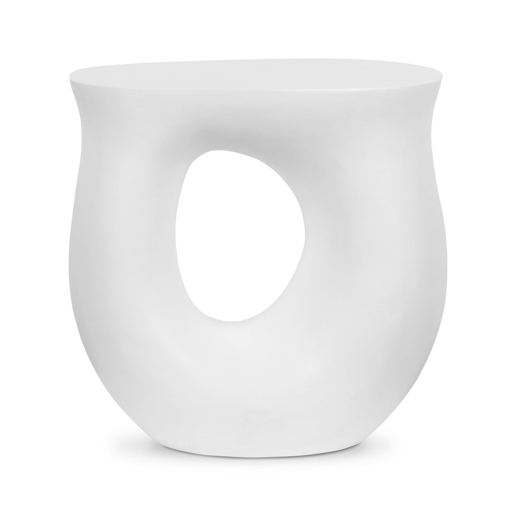 Contemporary White Side Table with Weather-Resistant Build
