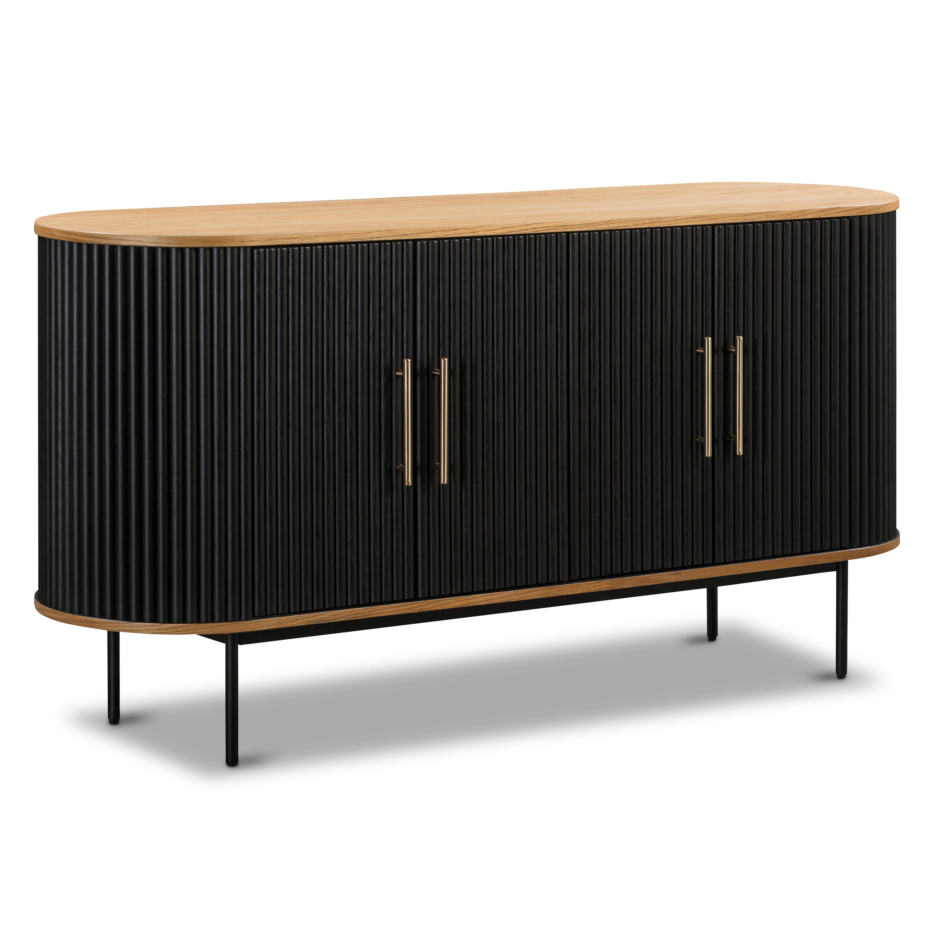 Modern Black Sideboard with Storage for Dining Room or Entryway