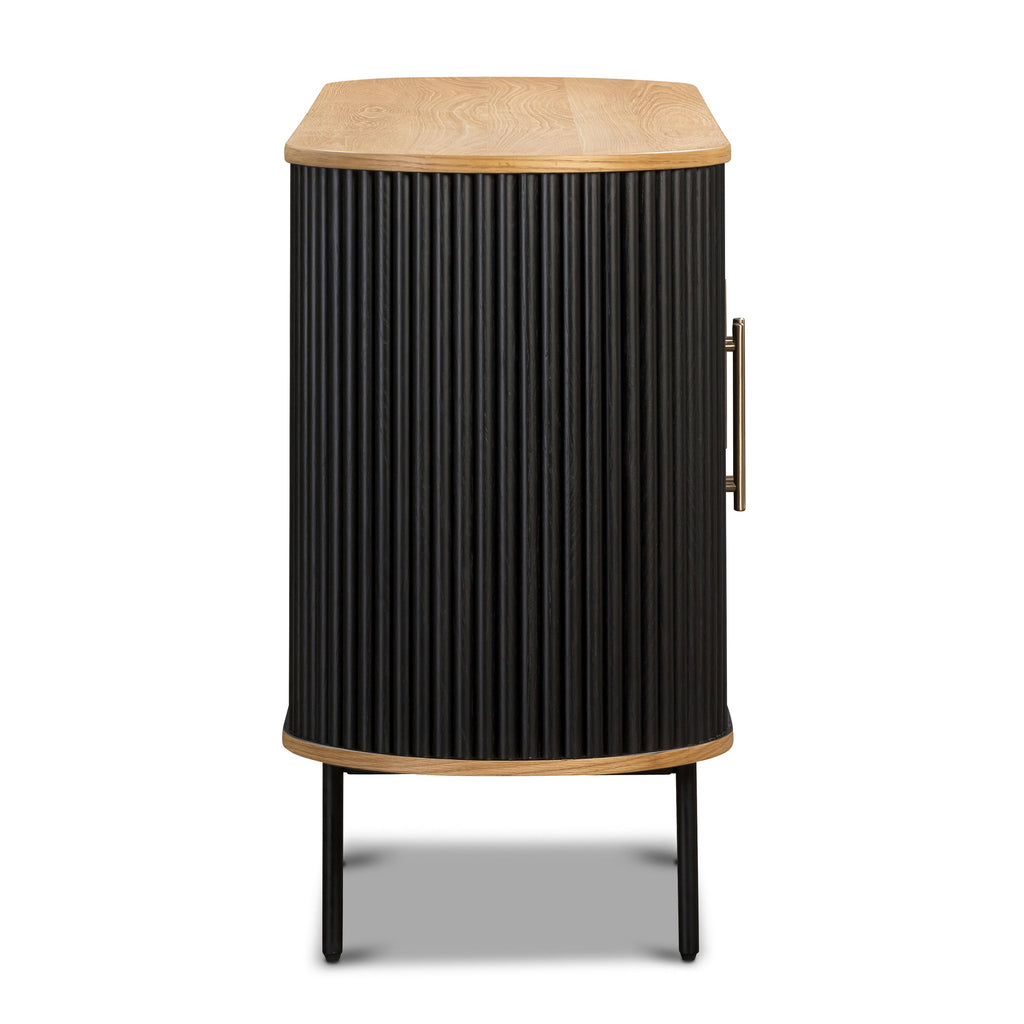 Modern Black Sideboard with Storage for Dining Room or Entryway