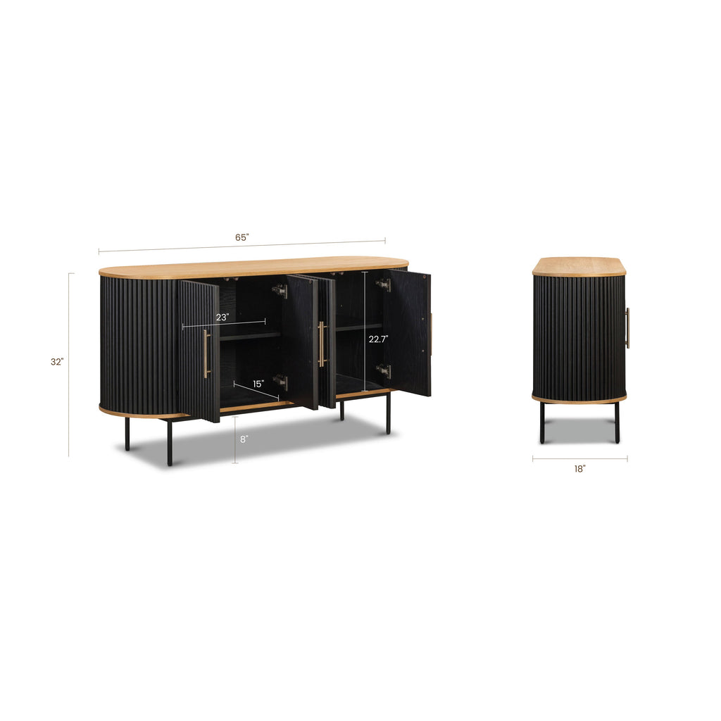 Modern Black Sideboard with Storage for Dining Room or Entryway