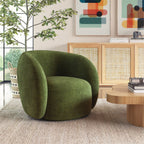 Fauteuil de salon pivotant vert vieilli moderne avec piètement pivotant