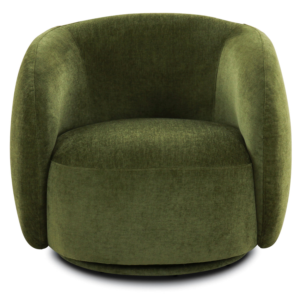 Modern Distressed Green Swivel Lounge Chair with Swivel Base