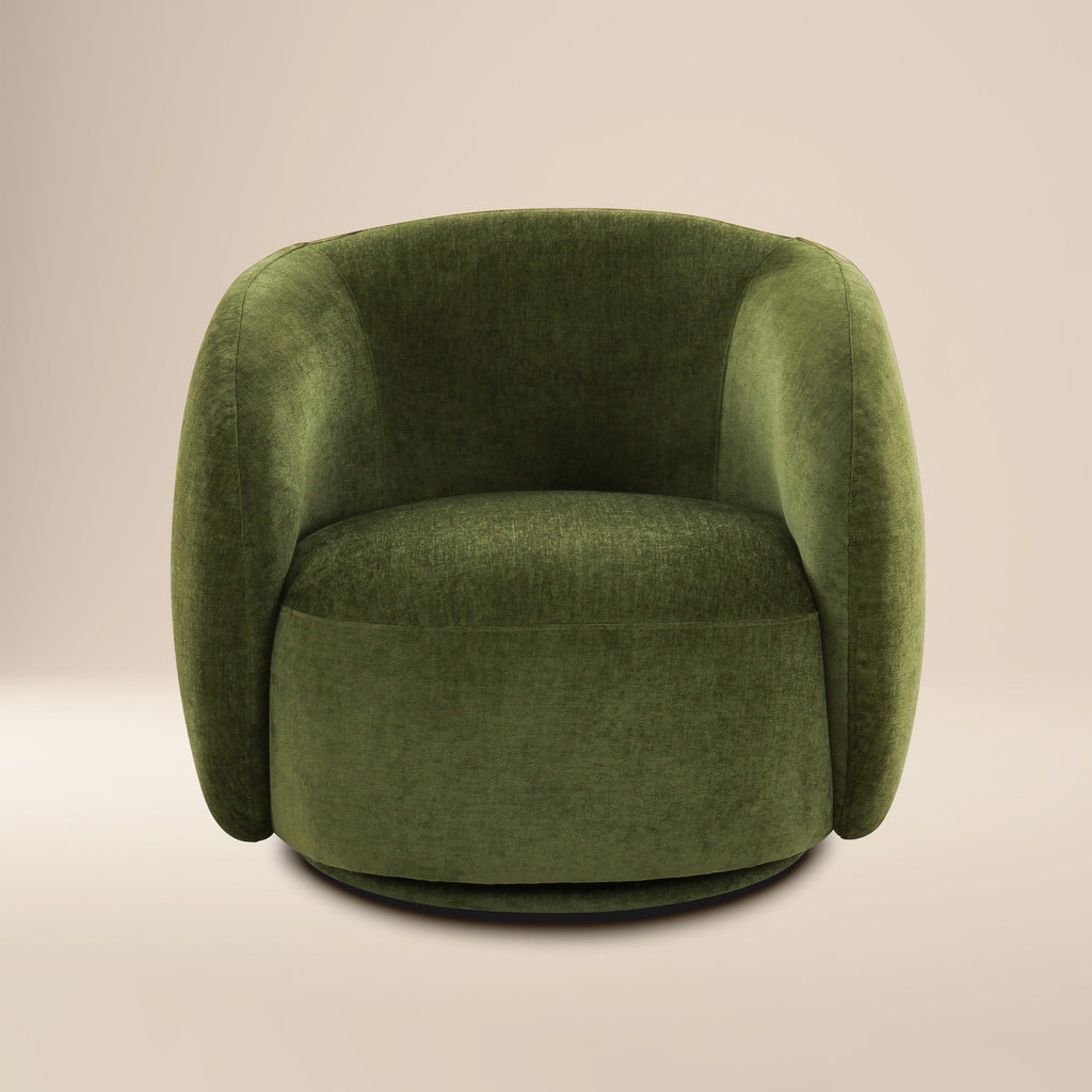 Modern Distressed Green Swivel Lounge Chair with Swivel Base