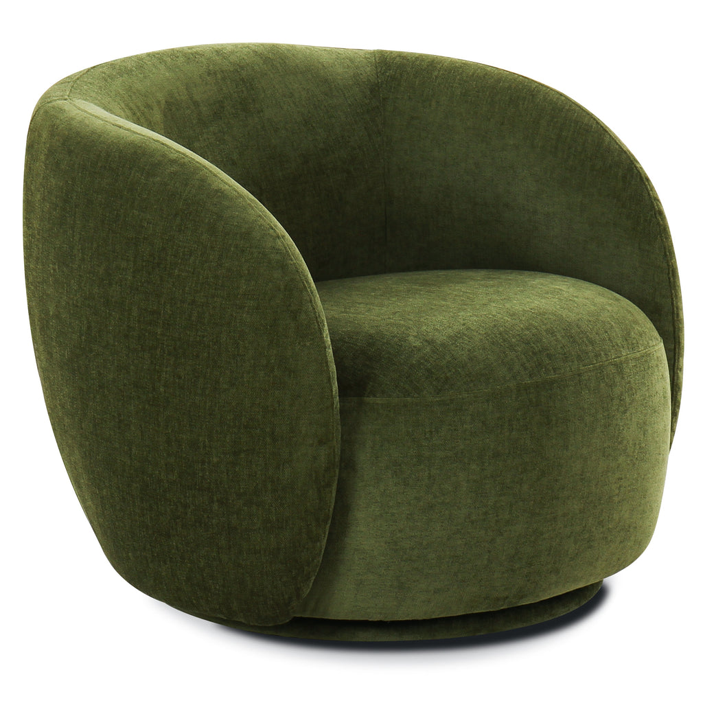 Modern Distressed Green Swivel Lounge Chair with Swivel Base